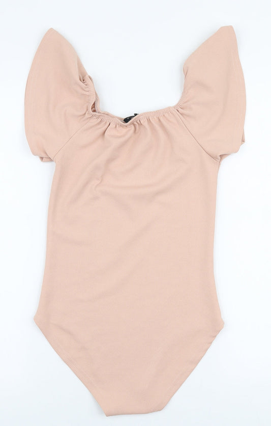 Exhibit Womens Pink Polyester Bodysuit One-Piece Size 8 Snap