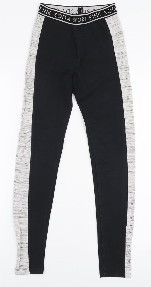 Pink Soda Womens Black Polyester Capri Leggings Size 4 L25 in