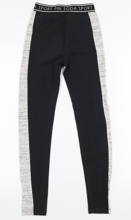 Pink Soda Womens Black Polyester Capri Leggings Size 4 L25 in
