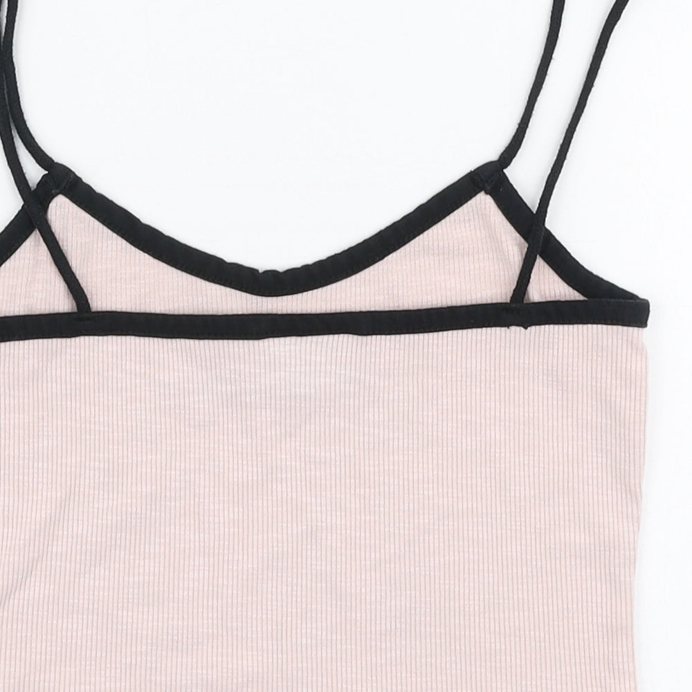 Topshop Womens Pink Polyester Cropped Tank Size 6 Round Neck - Love affair