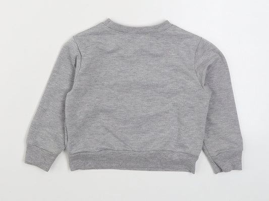 Preworn Girls Grey Cotton Pullover Sweatshirt Size 2 Years Pullover