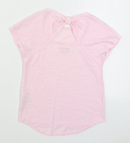 Matalan Girls Pink Polyester Basic T-Shirt Size 8-9 Years Round Neck Pullover