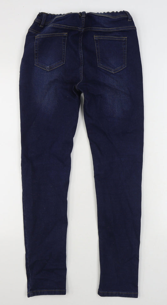 Denim & Co. Girls Blue Cotton Skinny Jeans Size 13-14 Years Regular Zip