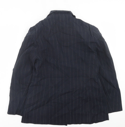 Autonomy Womens Blue Striped Jacket Blazer Size 12 Button