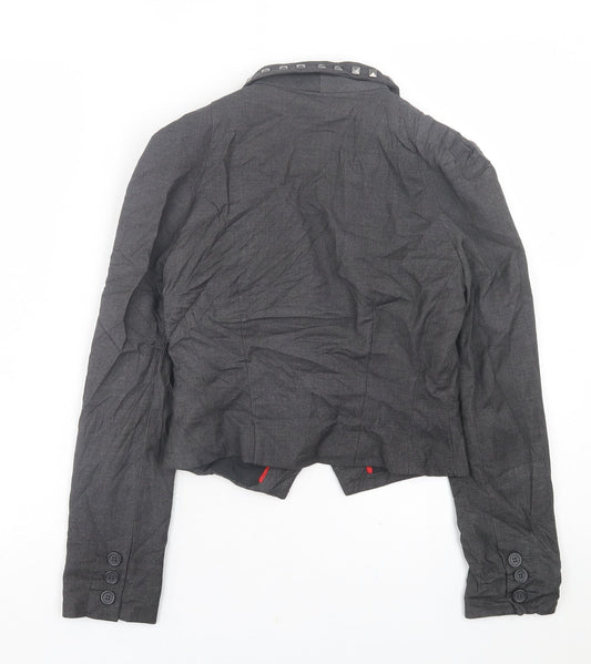 H&M Womens Grey Jacket Blazer Size 8 Button