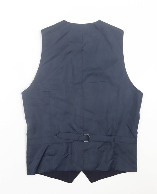 Marks and Spencer Mens Blue Wool Jacket Suit Waistcoat Size S