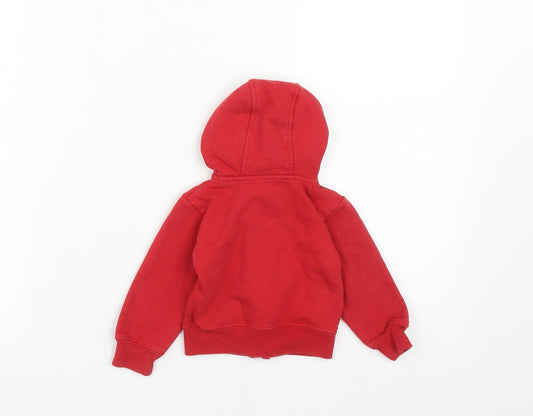 Earlydays Girls Red Cotton Basic Button-Up Size 9-12 Months V-Neck Zip