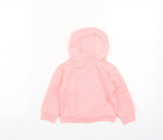 Dunnes Stores Girls Pink Polyester Full Zip Jumper Size 12-18 Months Zip - Flower Detail