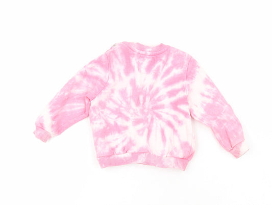 RESERVED Girls Pink 100% Cotton Pullover Jumper Size 6-9 Months - Be Happy and Smile