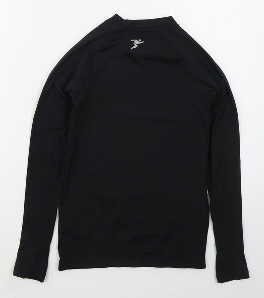 Precision Fit Boys Black Polyester Basic T-Shirt Size M Crew Neck Pullover - Athletic