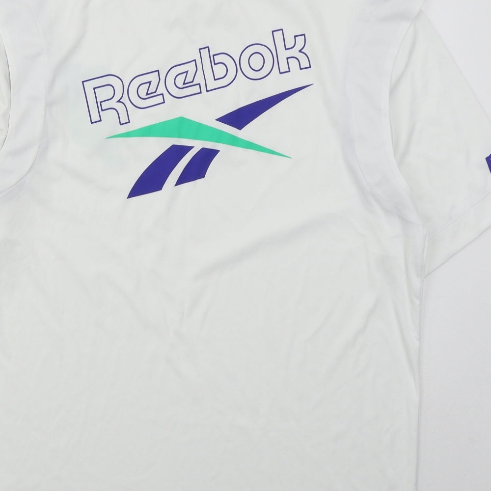 Reebok Mens Yellow  Polyester Basic T-Shirt Size S Collared Pullover