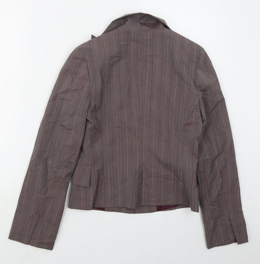 MNG Womens Purple Striped Polyester Jacket Suit Jacket Size 10