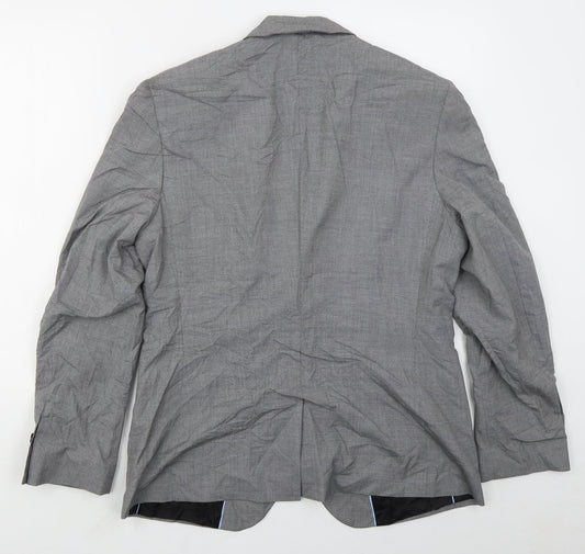 Preworn Mens Grey Polyester Jacket Suit Jacket Size 38