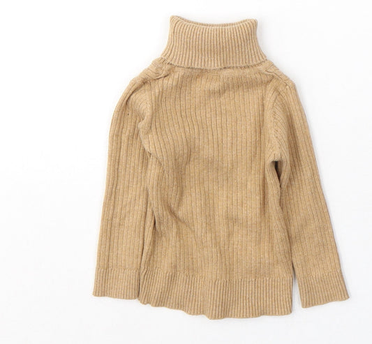 NEXT Girls Brown Cotton Jersey Casual Size 6-9 Months Roll Neck Pullover
