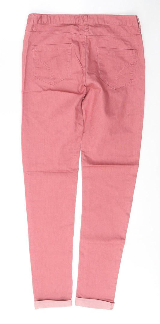 Denim & Co. Womens Pink Cotton Skinny Jeans Size 10 L29 in Regular Button