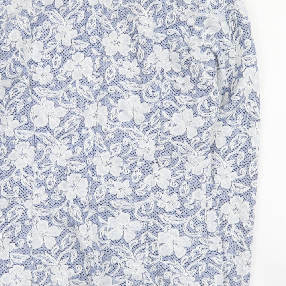 Preworn Womens Blue Floral Jacket Blazer Size XL