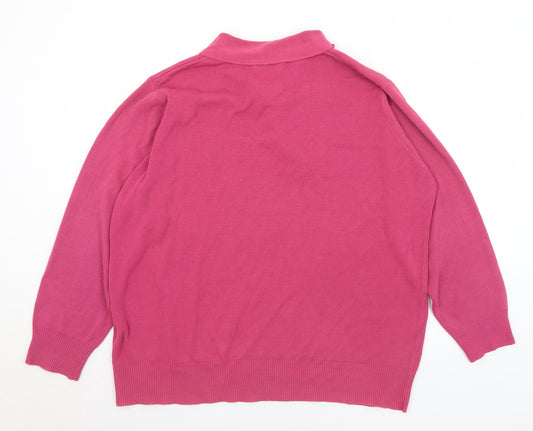 Andre De Brett Womens Pink Collared Acrylic Pullover Jumper Size 20 - 20/22