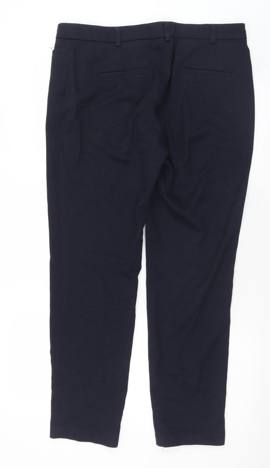 NEXT Womens Blue Polyester Trousers Size 14 L28 in Regular Hook & Eye