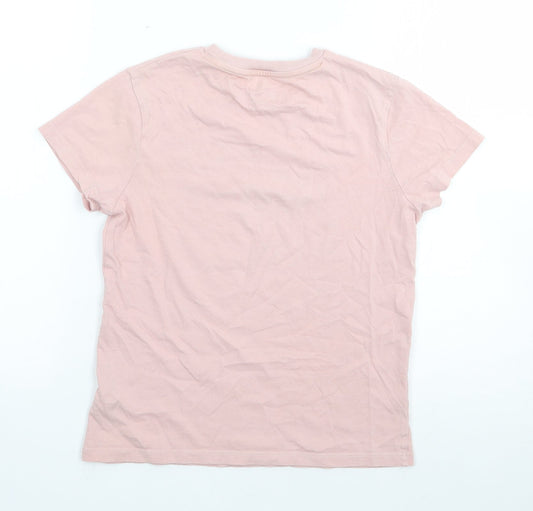 Marks and Spencer Boys Pink 100% Cotton Jersey T-Shirt Size 8-9 Years Crew Neck Pullover