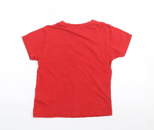 Primark Boys Red 100% Cotton Jersey T-Shirt Size 5-6 Years Crew Neck Pullover - Football