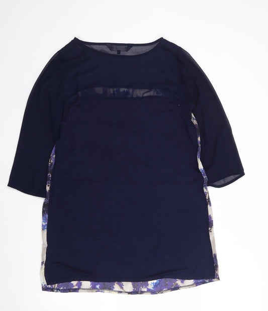 Principles Womens Blue Floral Polyester Shift Size 16 Round Neck Pullover