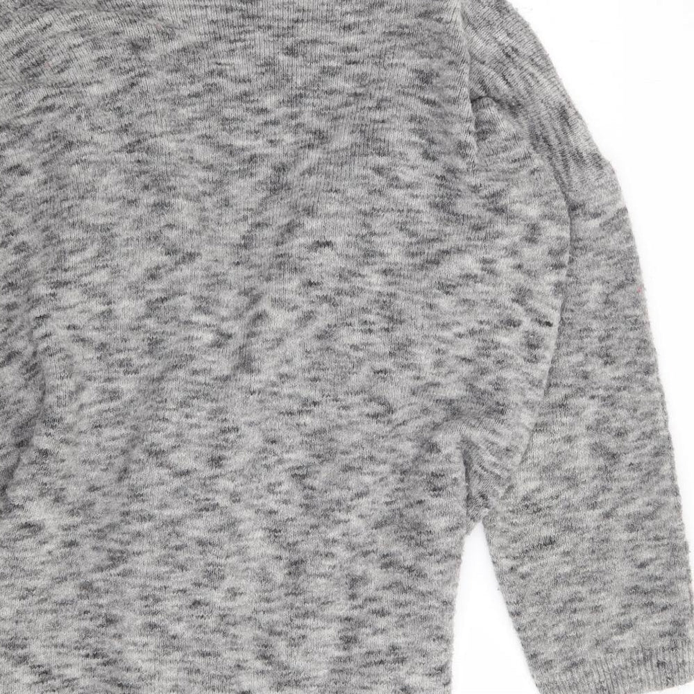 Marks and Spencer Womens Grey V-Neck Acrylic Cardigan Jumper Size L - Waterfall