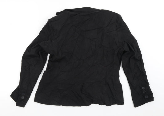 Preworn Womens Black Striped Jacket Blazer Size 12