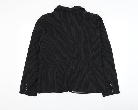 Dorothy Perkins Womens Black Striped Jacket Blazer Size 16 Button