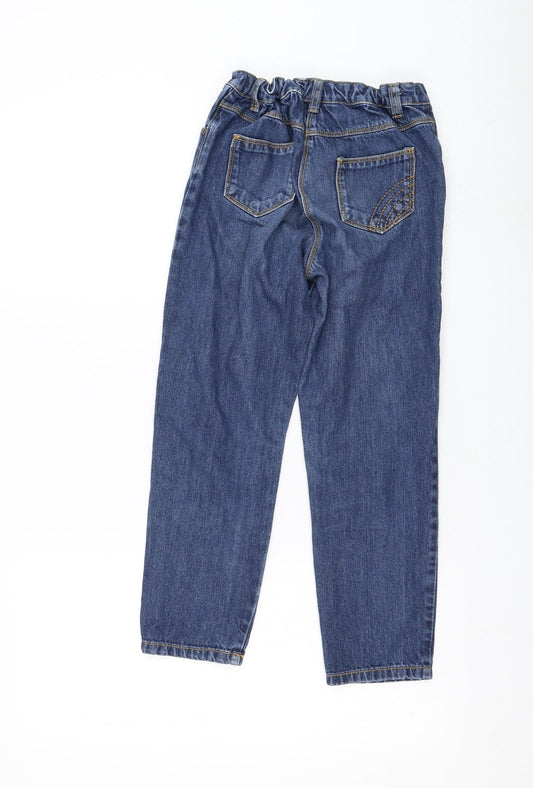 Oasis Girls Blue Cotton Straight Jeans Size 9 Months Regular Zip