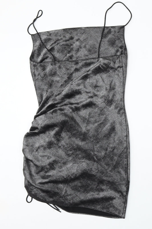Topshop Womens Silver Polyester Bodycon Size 8 Square Neck