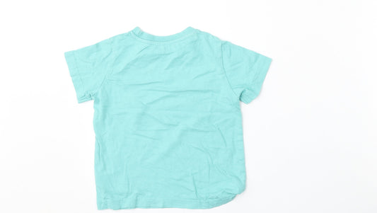 Primark Boys Green Cotton Basic T-Shirt Size 3-4 Years Round Neck