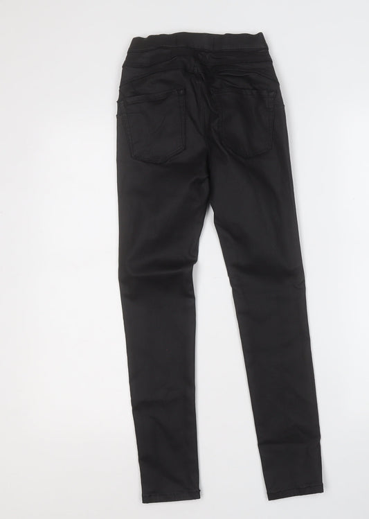 NEXT Womens Black Polyester Jegging Trousers Size 6 L25 in Regular - Pleather