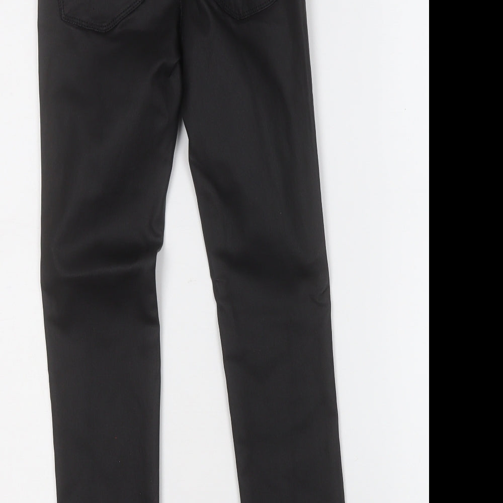 NEXT Womens Black Polyester Jegging Trousers Size 6 L25 in Regular - Pleather