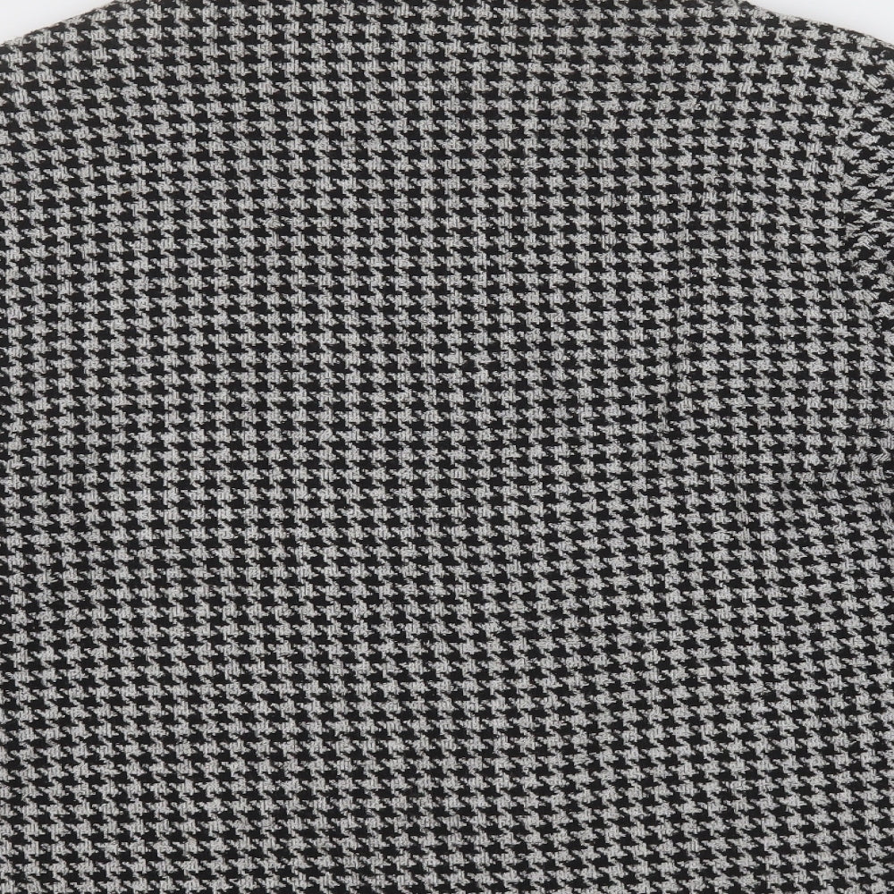 Bianco Womens White Collared Plaid Viscose Full Zip Jumper Size 14