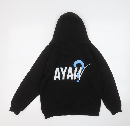 Uneek Boys Black Polyester Pullover Hoodie Size 9-10 Years