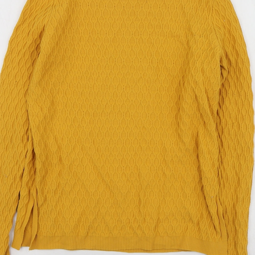 Bershka Womens Yellow Round Neck Polyamide Pullover Jumper Size M