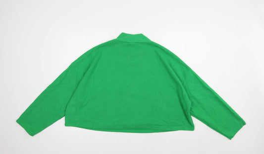 ASOS Womens Green High Neck Polyester Pullover Jumper Size 18 - Cropped