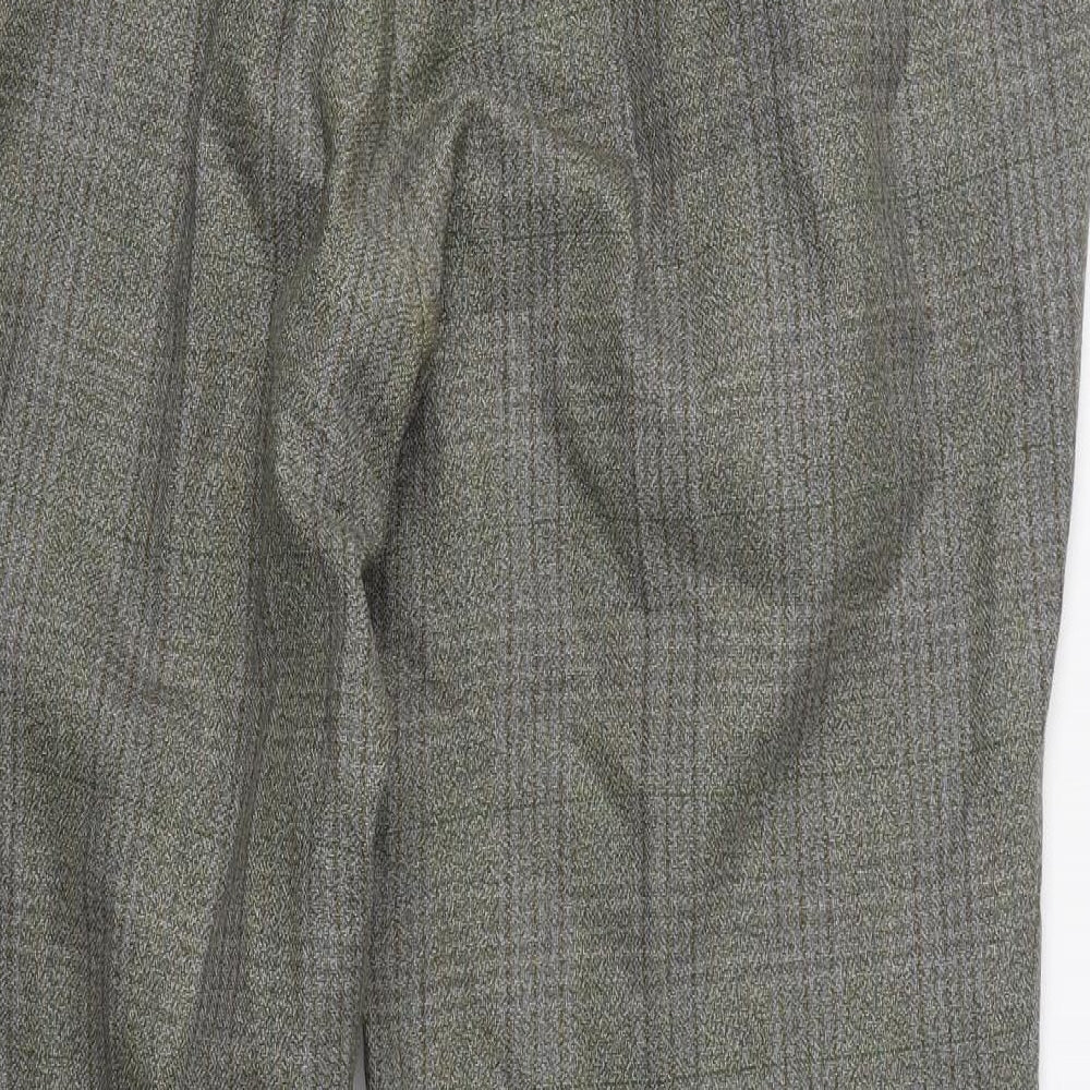 Preworn Mens Green Plaid Polyester Suit Trousers