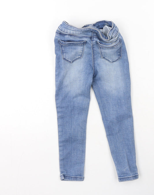 Preworn Girls Blue Cotton Skinny Jeans Size 4 Years Regular