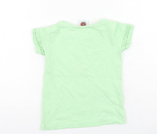 Traditional craftwear Girls Green Cotton Basic Casual Size 5-6 Years Round Neck