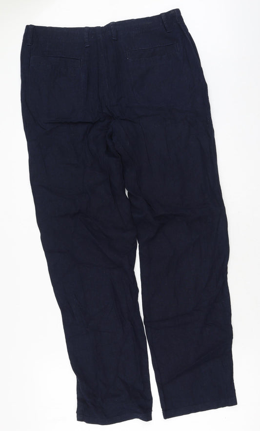 Marks and Spencer Womens Blue Cotton Trousers Size 34 L32.5 in Regular