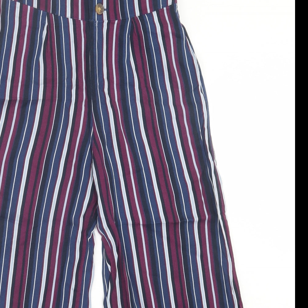 Hollister Womens Purple Striped Viscose Trousers Size XS L22 in Regular Button