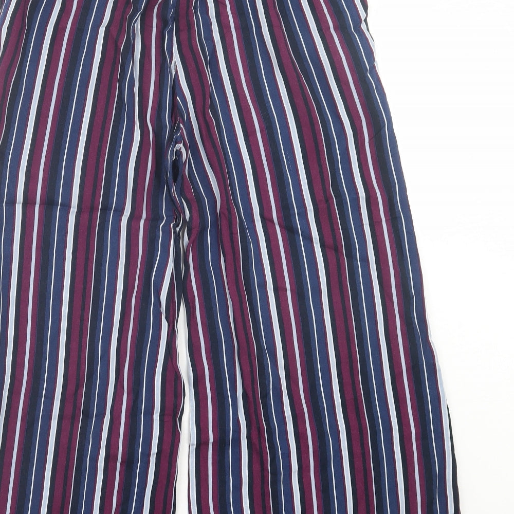 Hollister Womens Purple Striped Viscose Trousers Size XS L22 in Regular Button