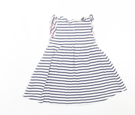 NEXT Girls White Striped Cotton A-Line Size 12-18 Months Crew Neck Pullover