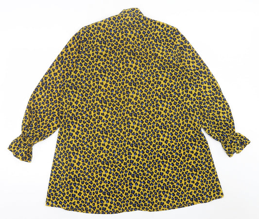 Jubylee Womens Yellow Animal Print Viscose A-Line Size S Halter Tie