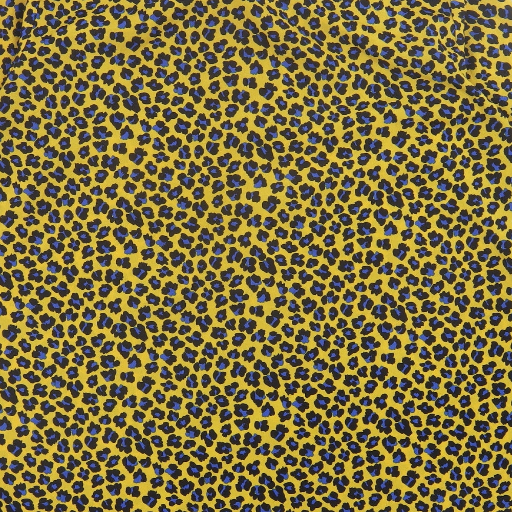 Jubylee Womens Yellow Animal Print Viscose A-Line Size S Halter Tie