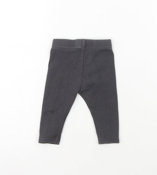Marks & Spencer Girls Grey Cotton Sweatpants Leggings Size 3-6 Months