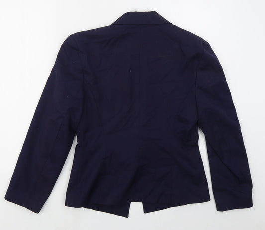 Equation Womens Blue Polyester Jacket Blazer Size 12