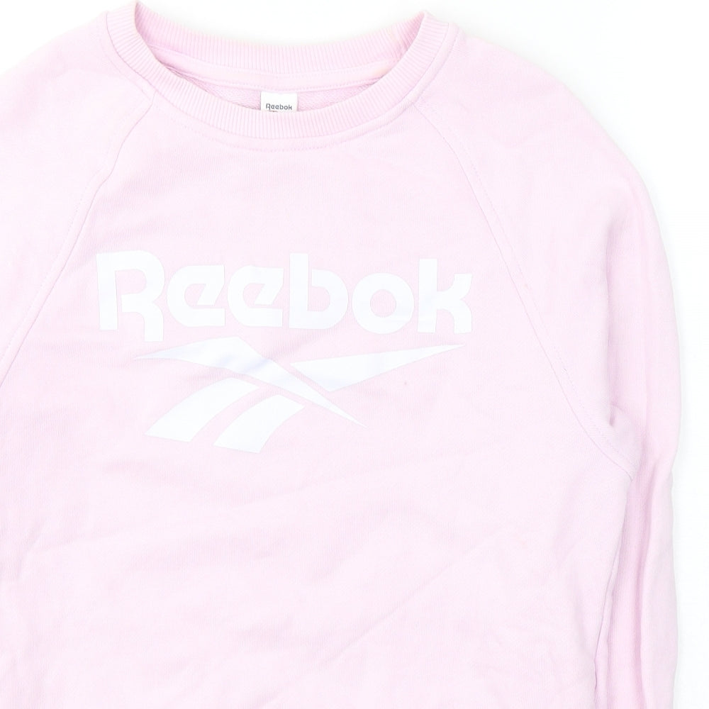 Reebok Womens Pink Cotton Pullover Sweatshirt Size S Pullover