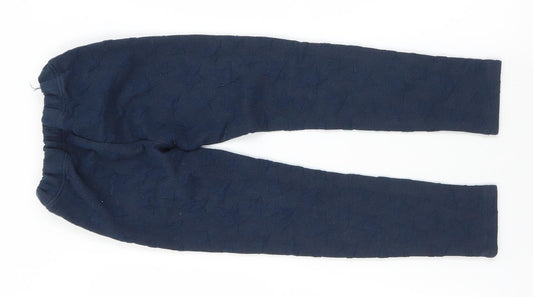 TOM TAILOR Girls Blue Geometric Cotton Pedal Pusher Trousers Size 6-7 Years Regular - Stars